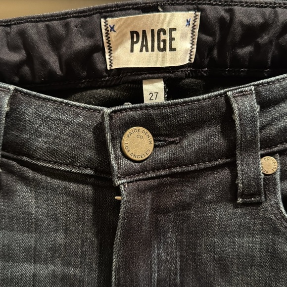 Women's Paige Skyline Straight Dark Blue Jeans 27 - Picture 3 of 10